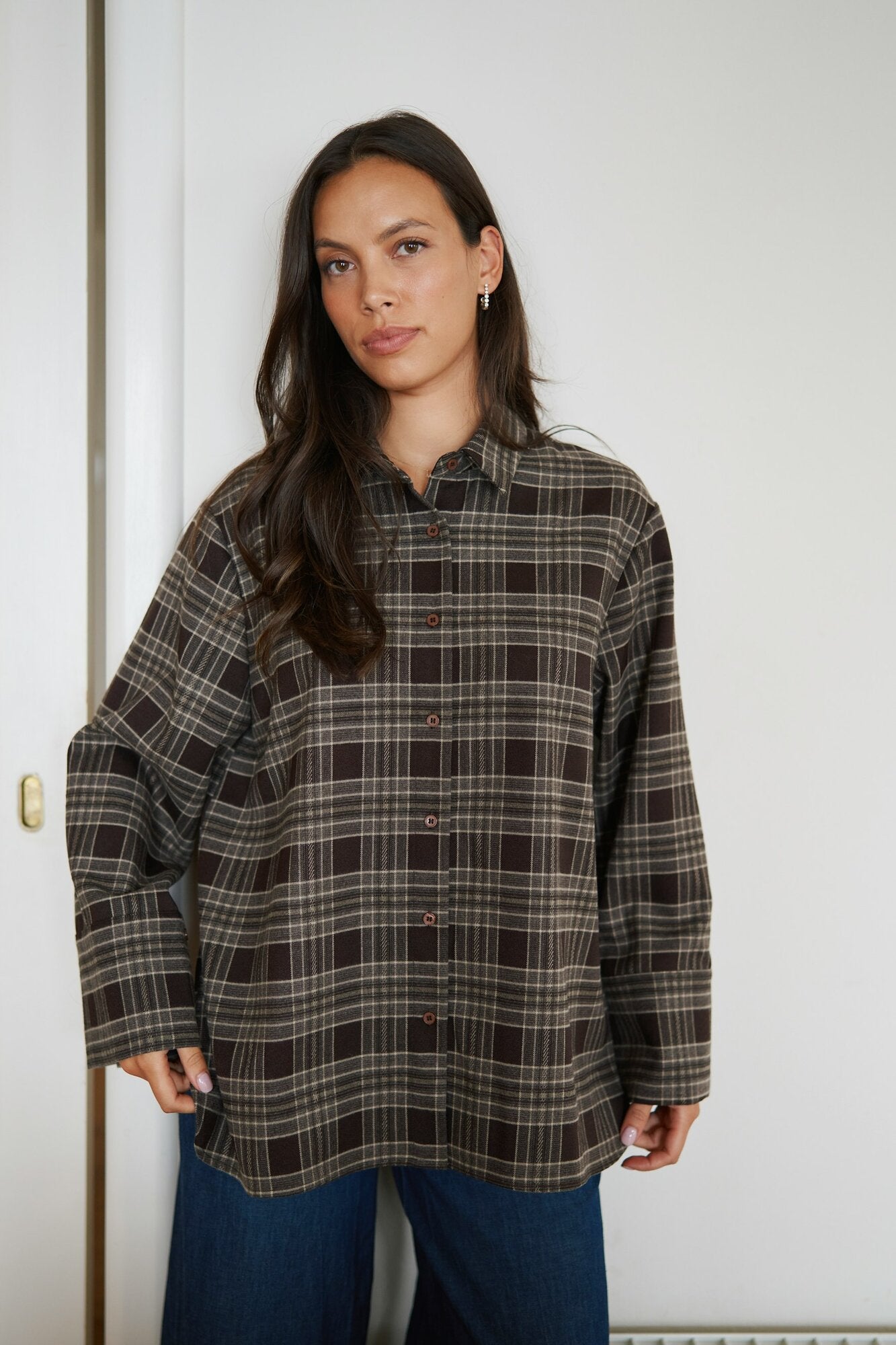 Dita Flannel Check skjorte – Brown